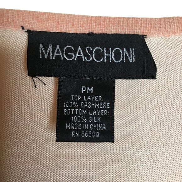 MAGASCHONI Cashmere Silk Layered Sweater Blush V-Neck Quiet Luxe Minimalist PM - Picture 3 of 9